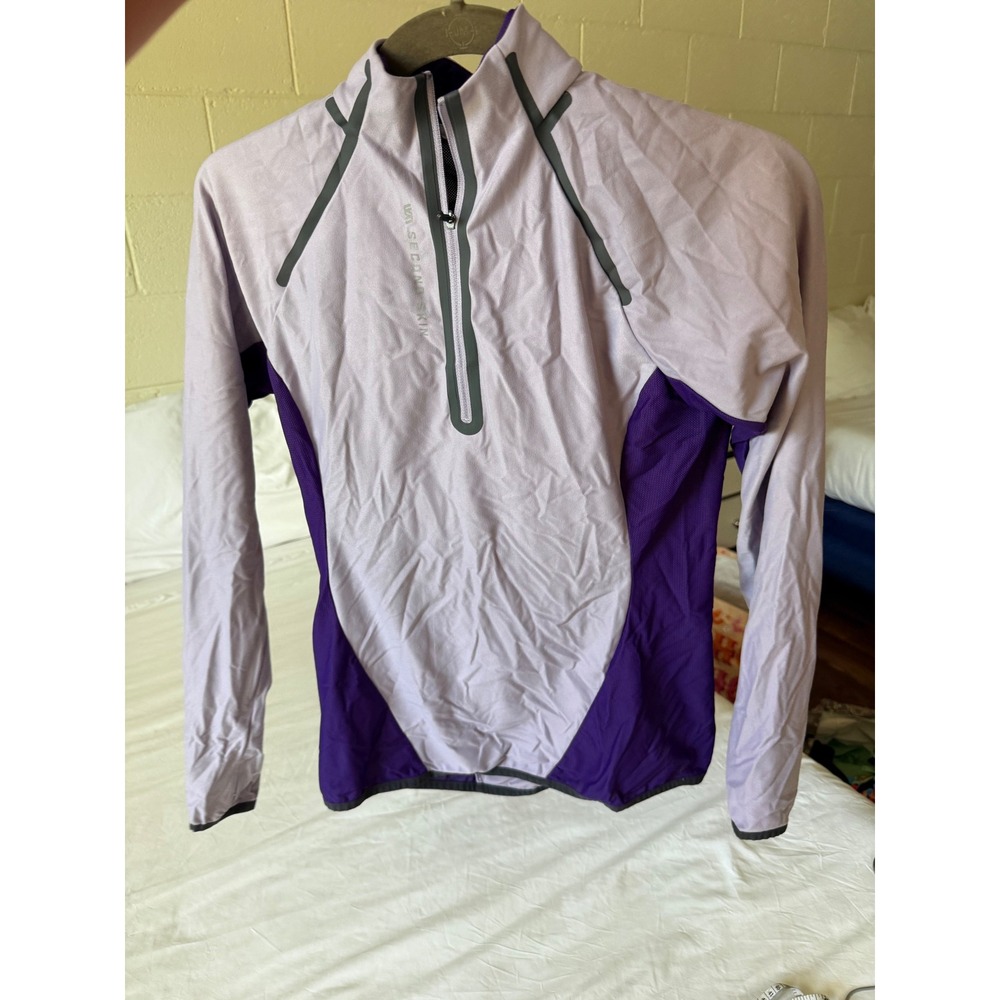 Second Skin Womens Purple Quarter Zip Long Sleeve Running Top Thumbholes Large